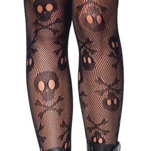 Women's Skull Fishnet Tights Micro Net One Size Halloween Costume Accessory